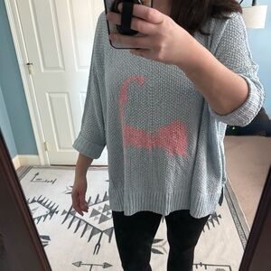 NWT "Beach Life" Cape Cod Map Blue Slouchy Knit Sweater, One Size XL-2XL